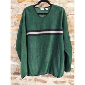 Covington Fleece Shirt Mens Sz L Green Soft Pullover Sweatshirt Stripe M
